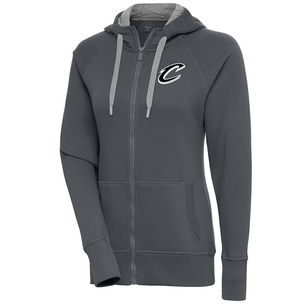 Cleveland Cavaliers Antigua Women's Brushed Metallic Victory Full-Zip Hoodie - Charcoal