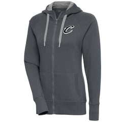 Cleveland Cavaliers Antigua Women's Brushed Metallic Victory Full-Zip Hoodie - Charcoal