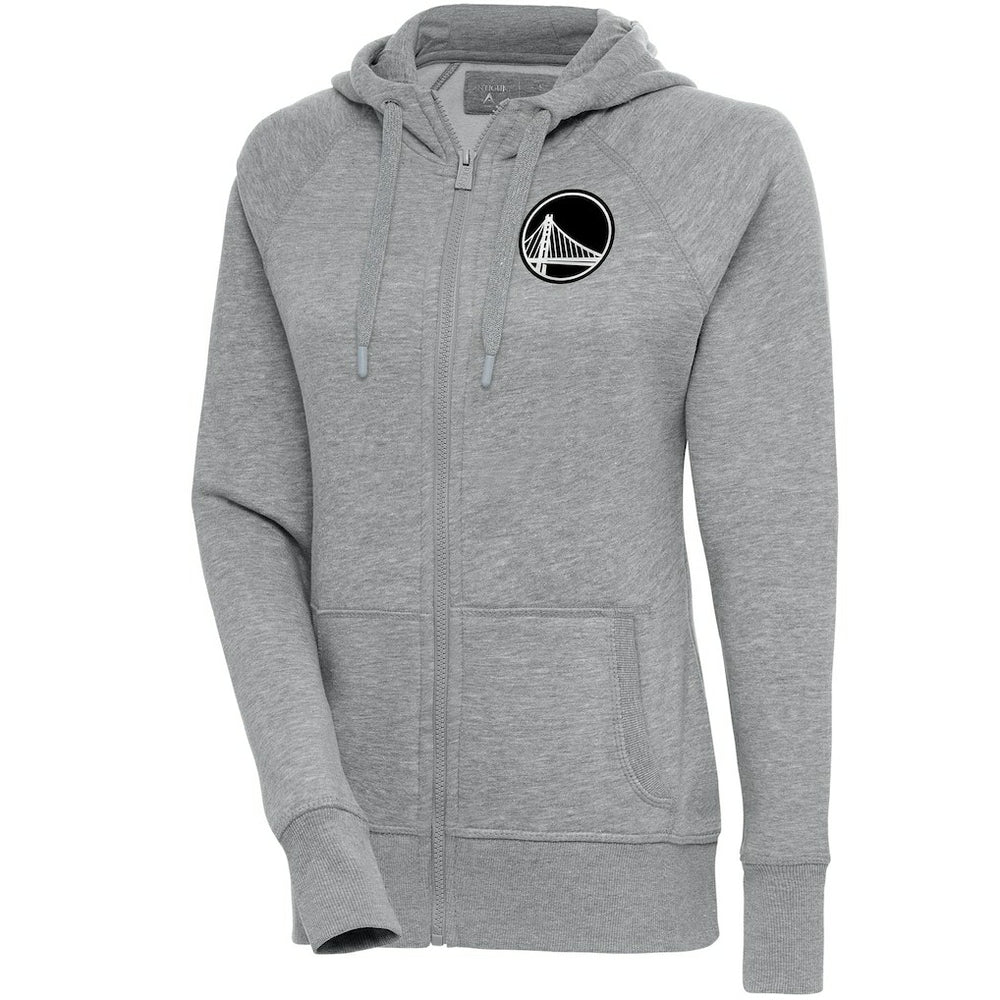 Golden State Warriors Antigua Women's Brushed Metallic Victory Full-Zip Hoodie - Heather Gray