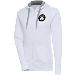 Boston Celtics Antigua Women's Brushed Metallic Victory Full-Zip Hoodie - White