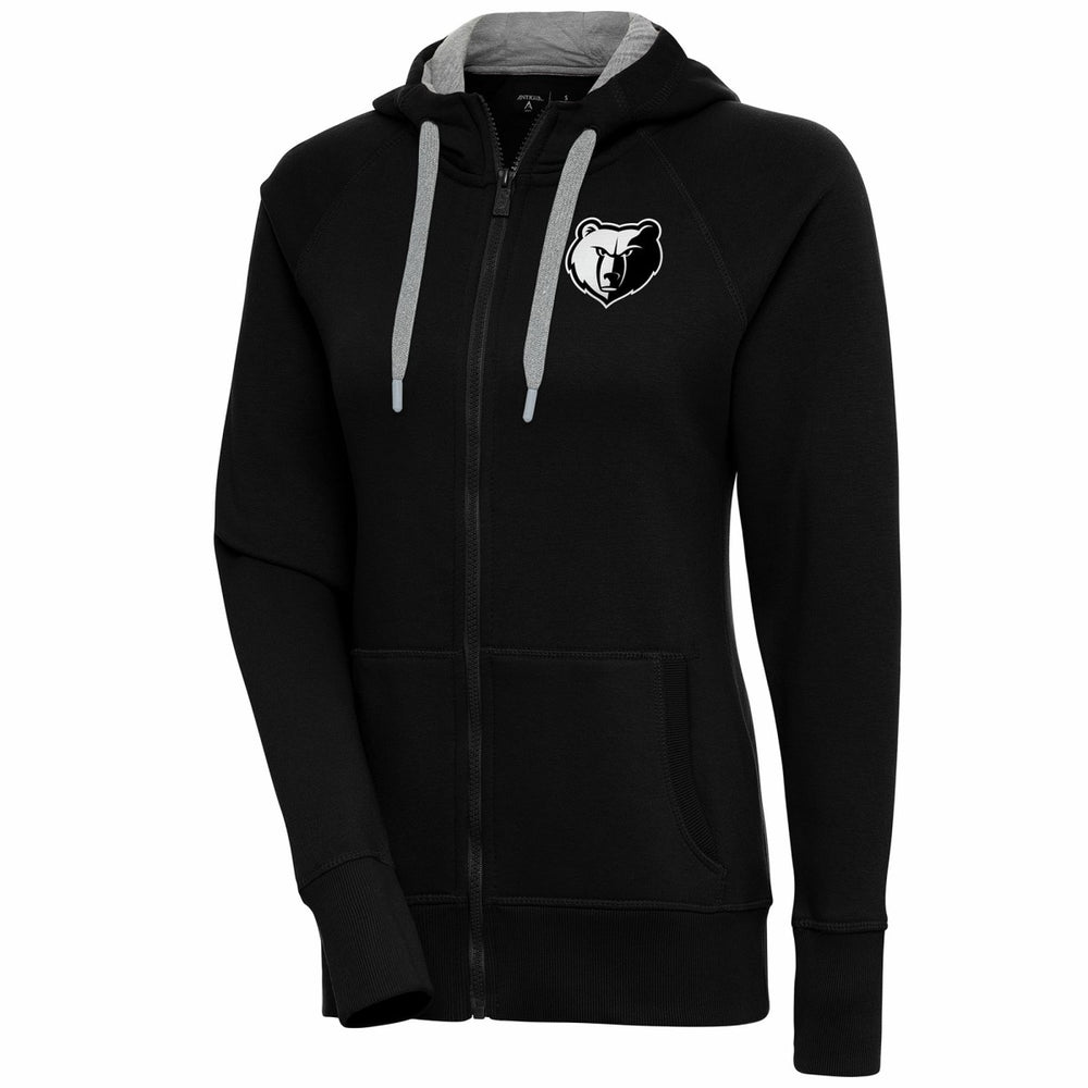 Memphis Grizzlies Antigua Women's Brushed Metallic Victory Full-Zip Hoodie - Black