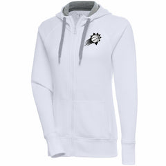 Phoenix Suns Antigua Women's Brushed Metallic Victory Full-Zip Hoodie - White