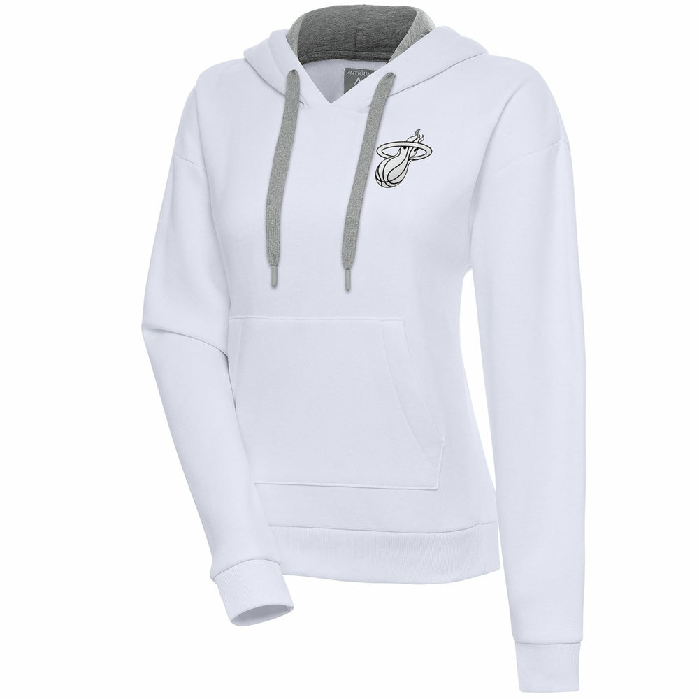 Miami Heat Antigua Women's Brushed Metallic Victory Pullover Hoodie - White