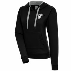 Miami Heat Antigua Women's Brushed Metallic Victory Pullover Hoodie - Black