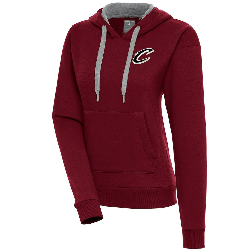 Cleveland Cavaliers Antigua Women's Brushed Metallic Victory Pullover Hoodie - Wine