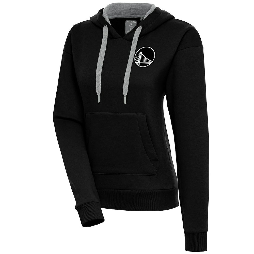 Golden State Warriors Antigua Women's Brushed Metallic Victory Pullover Hoodie - Black