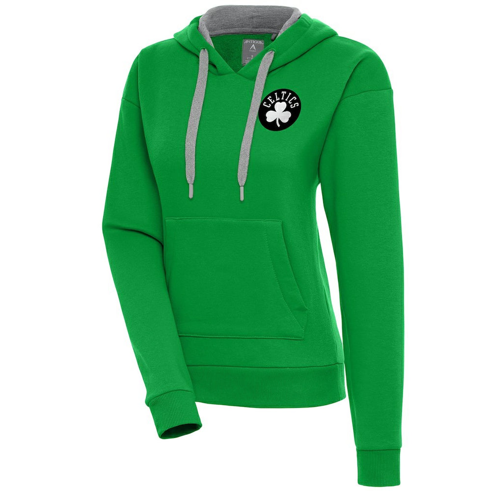 Boston Celtics Antigua Women's Brushed Metallic Victory Pullover Hoodie - Kelly Green