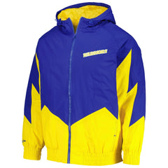 Golden State Warriors Hardwood Classics Retro Quilted Raglan Full-Zip Hoodie for sale Royal | Mitchell & Ness Lifestyle