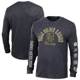 Vegas Golden Knights Champion Multi-Logo Tri-Blend Long Sleeve T-Shirt - Black - NHL 200838098