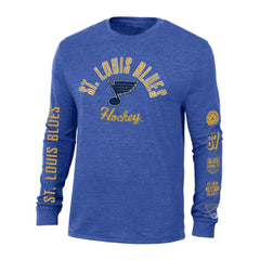 St. Louis Blues Champion Multi-Logo Tri-Blend Long Sleeve T-Shirt - Heather Blue - NHL 200838099