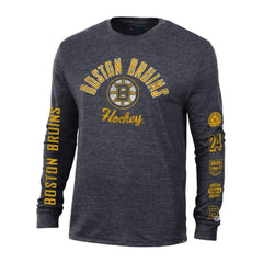 Boston Bruins Champion Multi-Logo Tri-Blend Long Sleeve T-Shirt - Heather Black - NHL 200838101