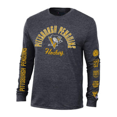 Pittsburgh Penguins Champion Multi-Logo Tri-Blend Long Sleeve T-Shirt - Heather Black - NHL 200838103