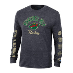 Minnesota Wild Champion Multi-Logo Tri-Blend Long Sleeve T-Shirt - Heather Black - NHL 200838107
