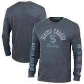 Seattle Kraken Champion Multi-Logo Tri-Blend Long Sleeve T-Shirt - Heather Navy - NHL 200838109
