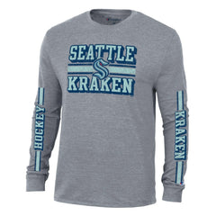 Seattle Kraken Champion Tri-Blend Dual-Stripe Long Sleeve T-Shirt - Heather Gray - NHL 200838112