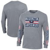 Washington Capitals Champion Tri-Blend Dual-Stripe Long Sleeve T-Shirt - Heather Gray - NHL 200838121