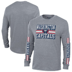 Washington Capitals Champion Tri-Blend Dual-Stripe Long Sleeve T-Shirt - Heather Gray - NHL 200838121