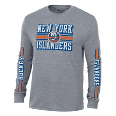 New York Islanders Champion Tri-Blend Dual-Stripe Long Sleeve T-Shirt - Heather Gray - NHL 200838122