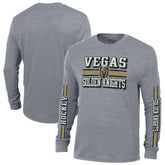Vegas Golden Knights Champion Tri-Blend Dual-Stripe Long Sleeve T-Shirt - Heather Gray - NHL 200838124