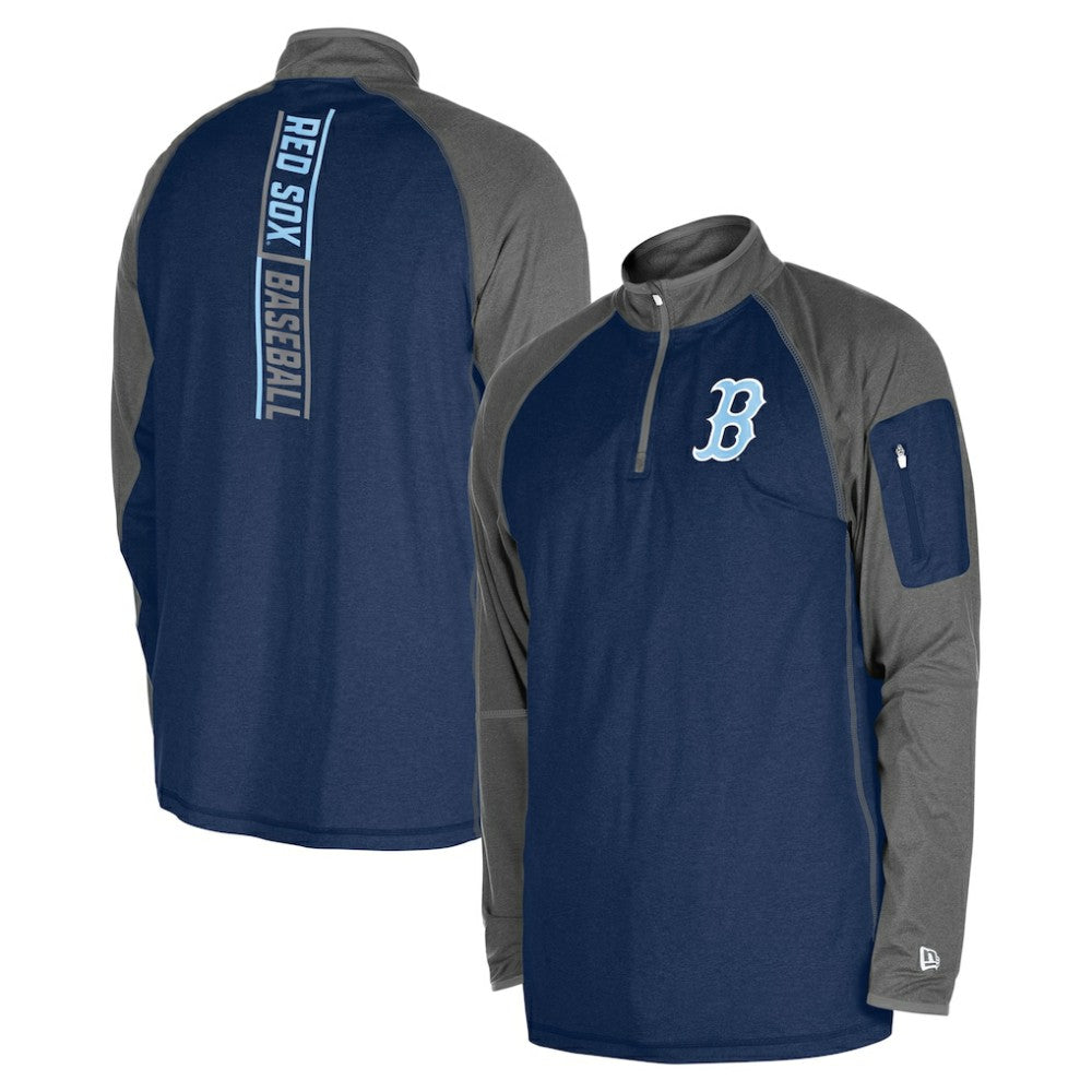Boston Red Sox New Era Father's Day Raglan Quarter-Zip Top - Navy - New Era on Sale