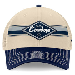 Fanatics Dallas Cowboys Fundamentals Diamond Stripes Trucker Adjustable Hat Stone/Navy