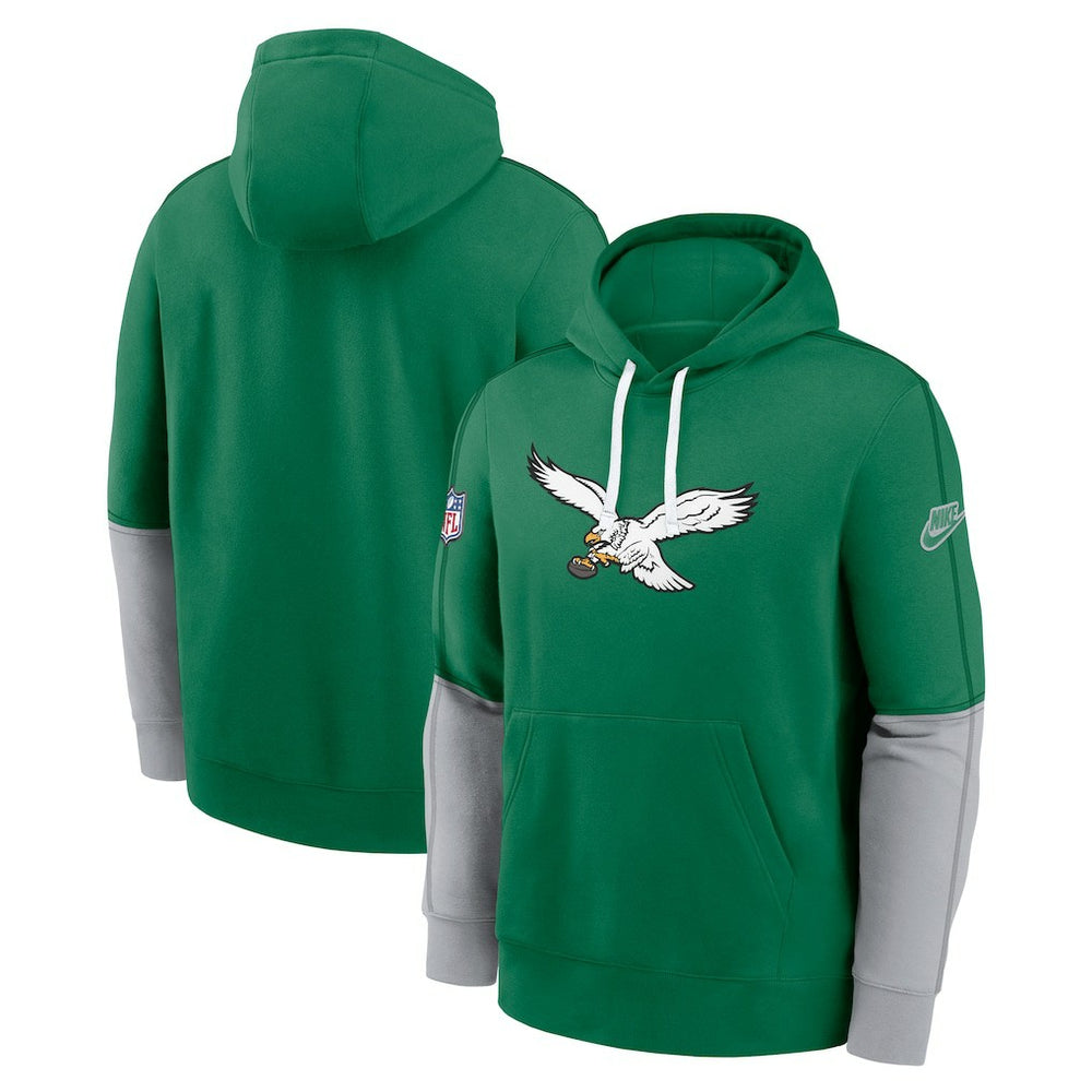 Nike Philadelphia Eagles Throwback Logo Club Tri-Blend Pullover Hoodie Kelly Green