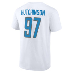 Aidan Hutchinson Detroit Lions Icon Player Name & Number T-Shirt White
