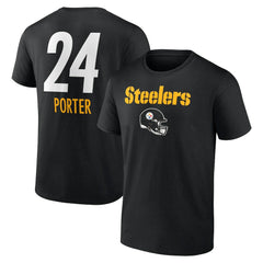 Joey Porter Jr. Pittsburgh Steelers Team Wordmark Player Name & Number T-Shirt Black