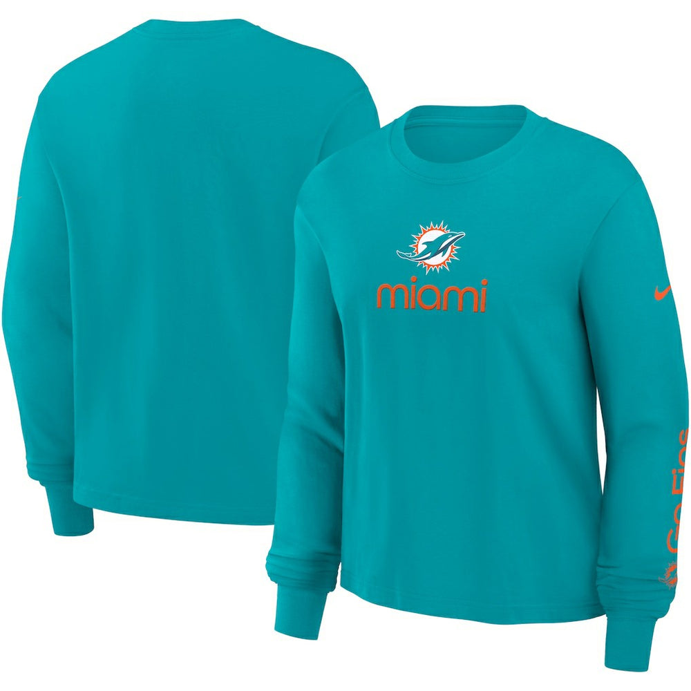 Nike Miami Dolphins Women's Boxy Long Sleeve T-Shirt Aqua
