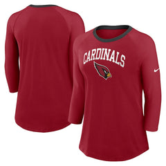 Nike Arizona Cardinals Women's 3/4 Sleeve Raglan Fashion Top Cardinal