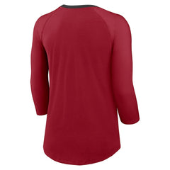 Nike Arizona Cardinals Women's 3/4 Sleeve Raglan Fashion Top Cardinal