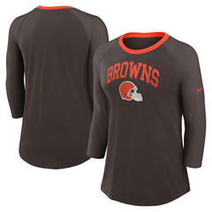 Nike Cleveland Browns Women's 3/4 Sleeve Raglan Fashion Top Brown