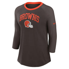 Nike Cleveland Browns Women's 3/4 Sleeve Raglan Fashion Top Brown