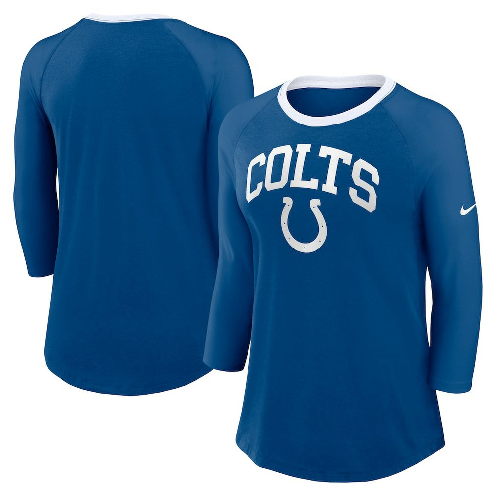 Nike Indianapolis Colts Women's 3/4 Sleeve Raglan Fashion Top Royal