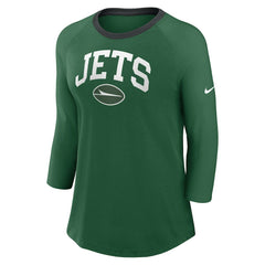 Nike New York Jets Women's 3/4 Sleeve Raglan Fashion Top Green