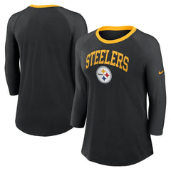 Nike Pittsburgh Steelers Women's 3/4 Sleeve Raglan Fashion Top Black