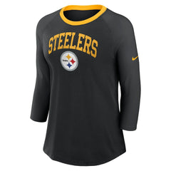 Nike Pittsburgh Steelers Women's 3/4 Sleeve Raglan Fashion Top Black