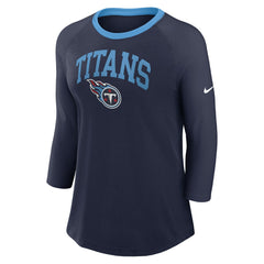 Nike Tennessee Titans Women's 3/4 Sleeve Raglan Fashion Top Navy