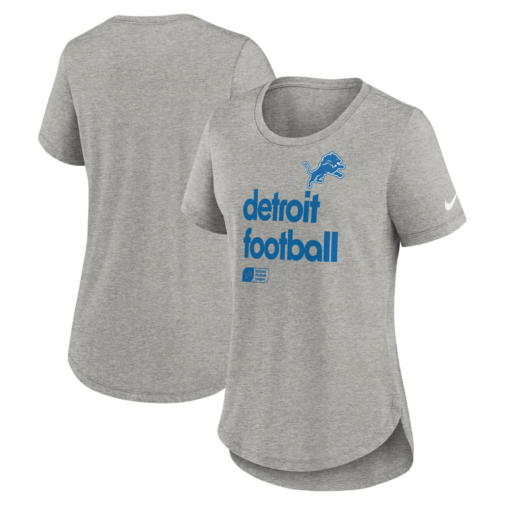 Nike Detroit Lions Women's Team Shout-Out Tri-Blend T-Shirt Heather Gray