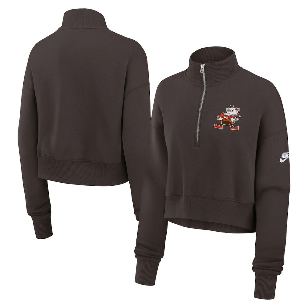 Nike Cleveland Browns Women's Rewind Phoenix Half-Zip Sweatshirt Brown