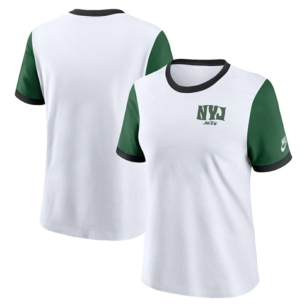 Nike New York Jets Women's Rewind Ringer T-Shirt White/Green