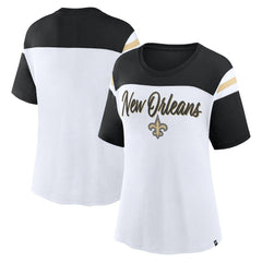Fanatics New Orleans Saints Women's Cheer Chant Fashion Crop Top White/Black
