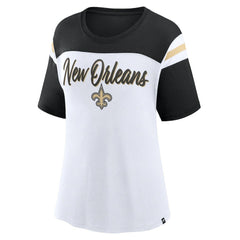 Fanatics New Orleans Saints Women's Cheer Chant Fashion Crop Top White/Black