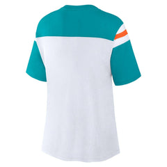 Fanatics Miami Dolphins Women's Cheer Chant Fashion Crop Top White/Aqua
