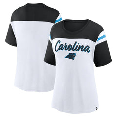 Fanatics Carolina Panthers Women's Cheer Chant Fashion Crop Top White/Black