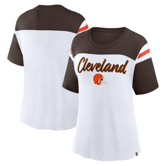 Fanatics Cleveland Browns Women's Cheer Chant Fashion Crop Top White/Brown