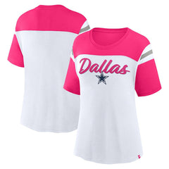 Fanatics Dallas Cowboys Women's Cheer Chant Fashion Crop Top White/Pink