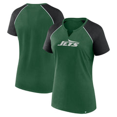 Fanatics New York Jets Women's Glittered Primary Raglan T-Shirt Green/Black