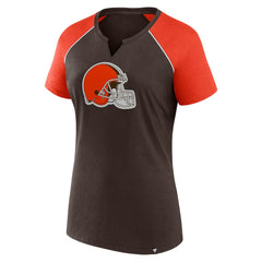 Fanatics Cleveland Browns Women's Glittered Primary Raglan T-Shirt Brown/Orange