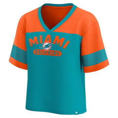 Fanatics Miami Dolphins Women's Homeschool Jersey Poly V-Neck
Fashion Top Aqua/Orange